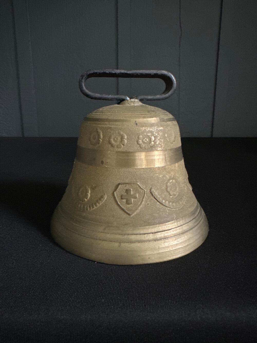 Antique Swiss Cast Brass Cowbell 4 Inch x 4.5 Inch Approx